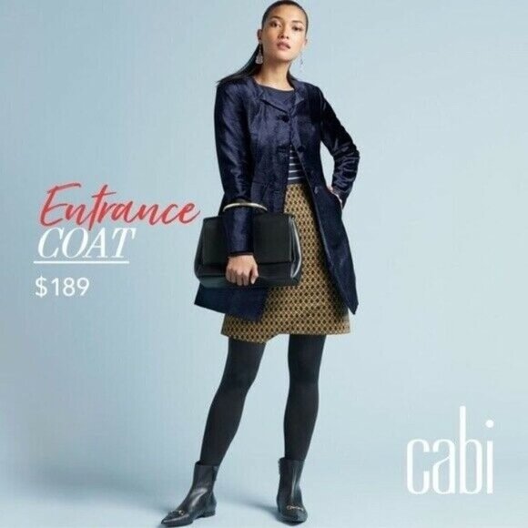 CAbi The Entrance Coat Velvet Buttons Navy - Picture 3 of 9